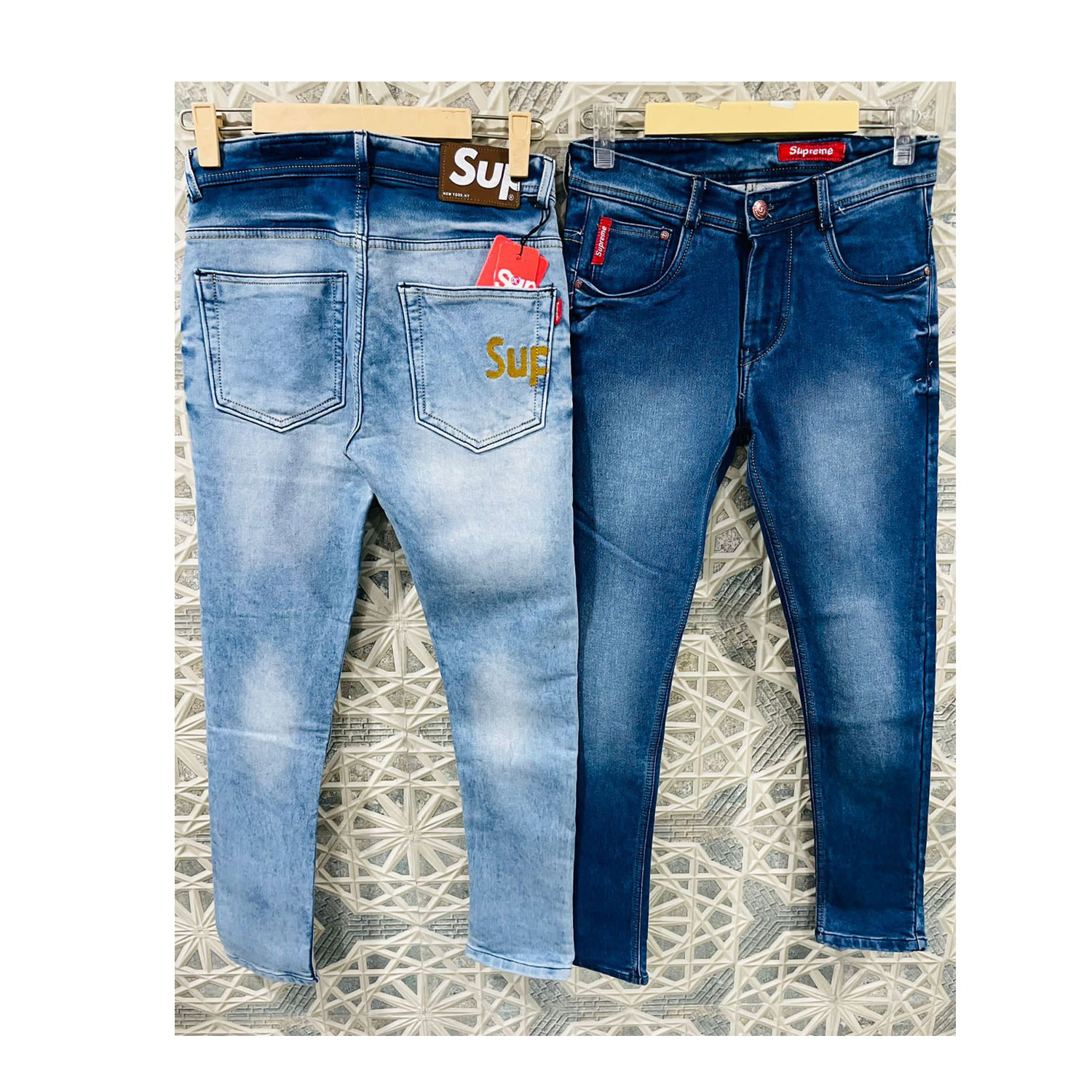 Men Knitted Denim Blue Jeans Pant | Pack of 5