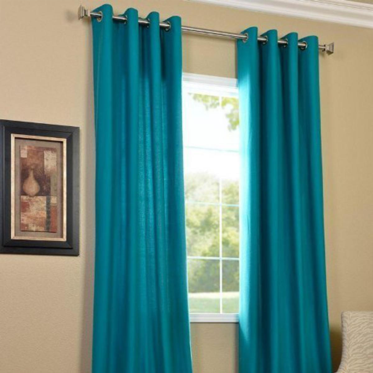 IndianOnlineMall Plain Polyester Crush Curtain(4x7ft)